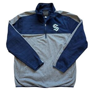 G-III Sports Seattle Kraken Jacket Men's L Navy Gray 1/4 Zip Pullover NHL Hockey